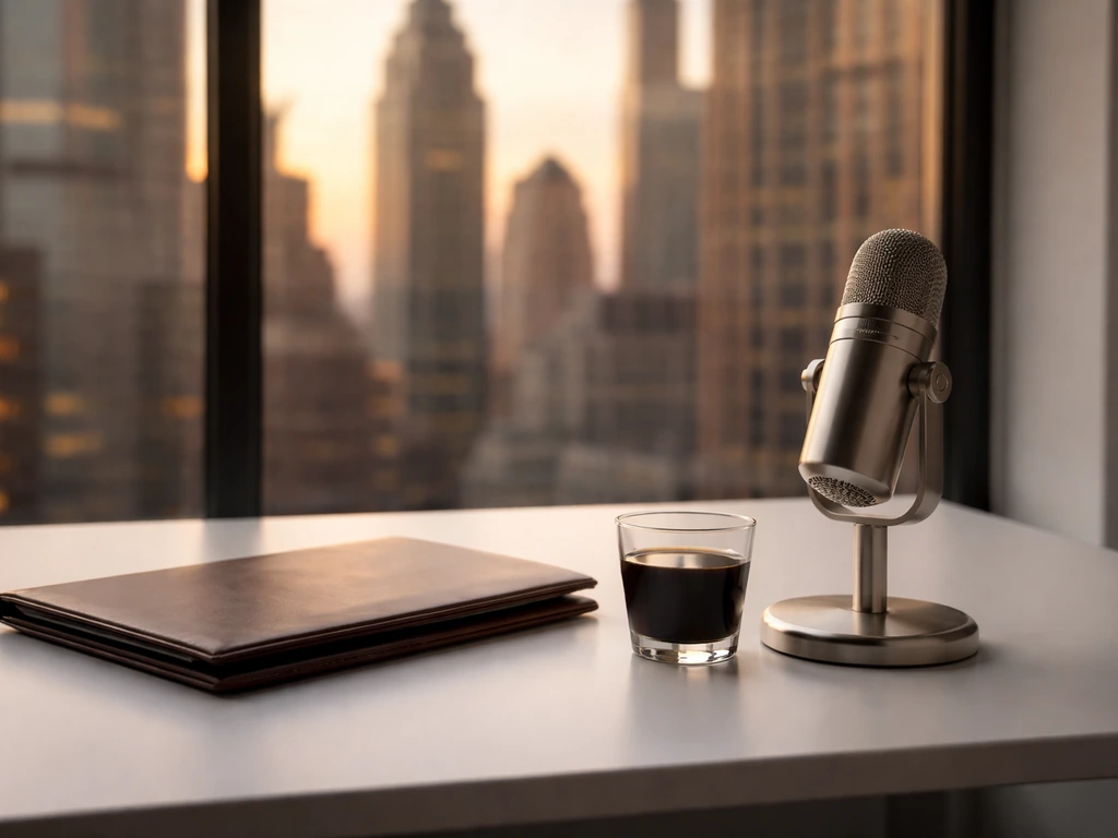 Quiet finance-themed office scene with soft city light, symbolizing healthcare leadership and business wealth